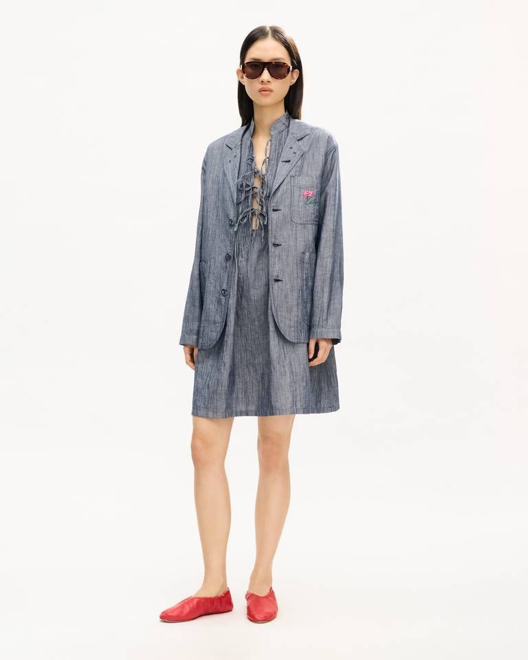 Kenzo - Áo khoác công sở KENZO Tulip chất liệu denim pha lanh đã qua xử lý