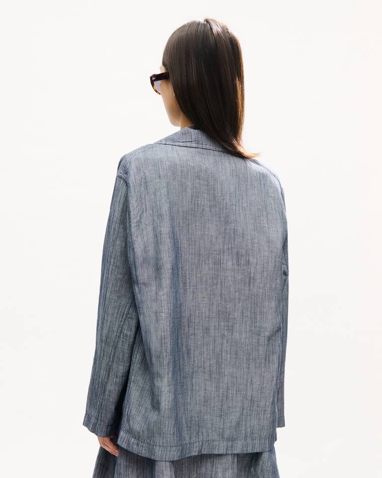 Kenzo - Áo khoác công sở KENZO Tulip chất liệu denim pha lanh đã qua xử lý