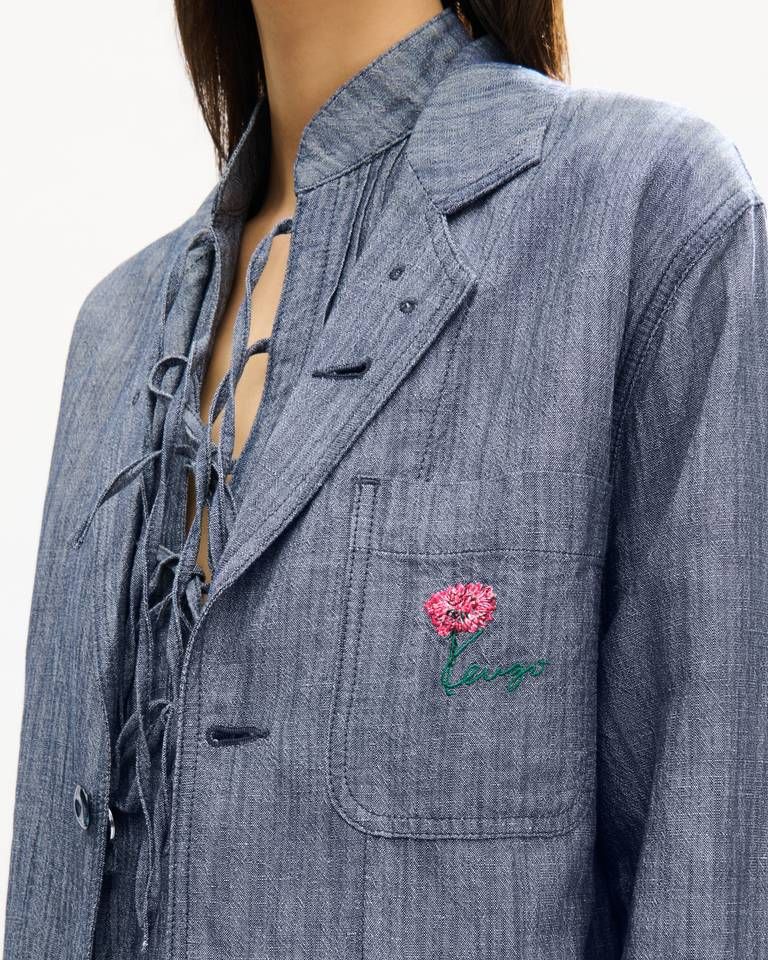 Kenzo - Áo khoác công sở KENZO Tulip chất liệu denim pha lanh đã qua xử lý