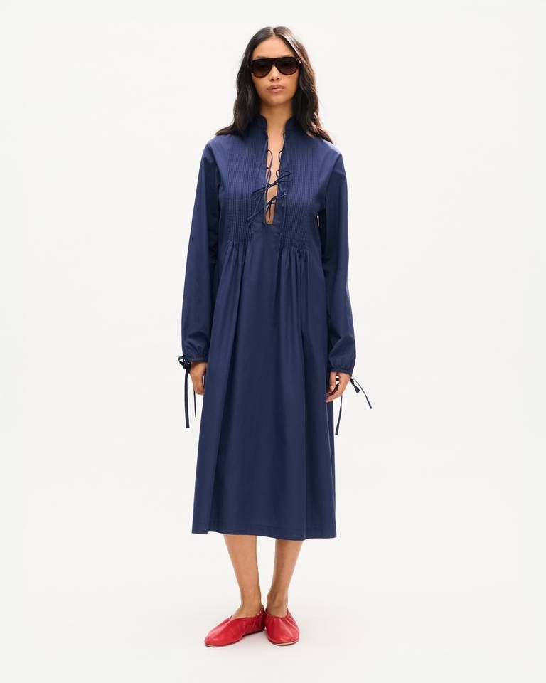 Kenzo - Đầm dài tay dáng midi hiệu KENZO, chất liệu cotton poplin mỏng nhẹ