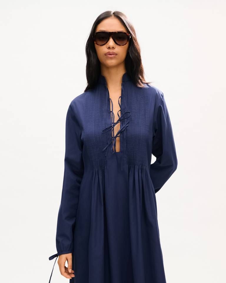 Kenzo - Đầm dài tay dáng midi hiệu KENZO, chất liệu cotton poplin mỏng nhẹ