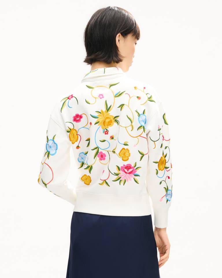 Áo sweatshirt cotton nửa khóa kéo thêu KENZO Wildflower