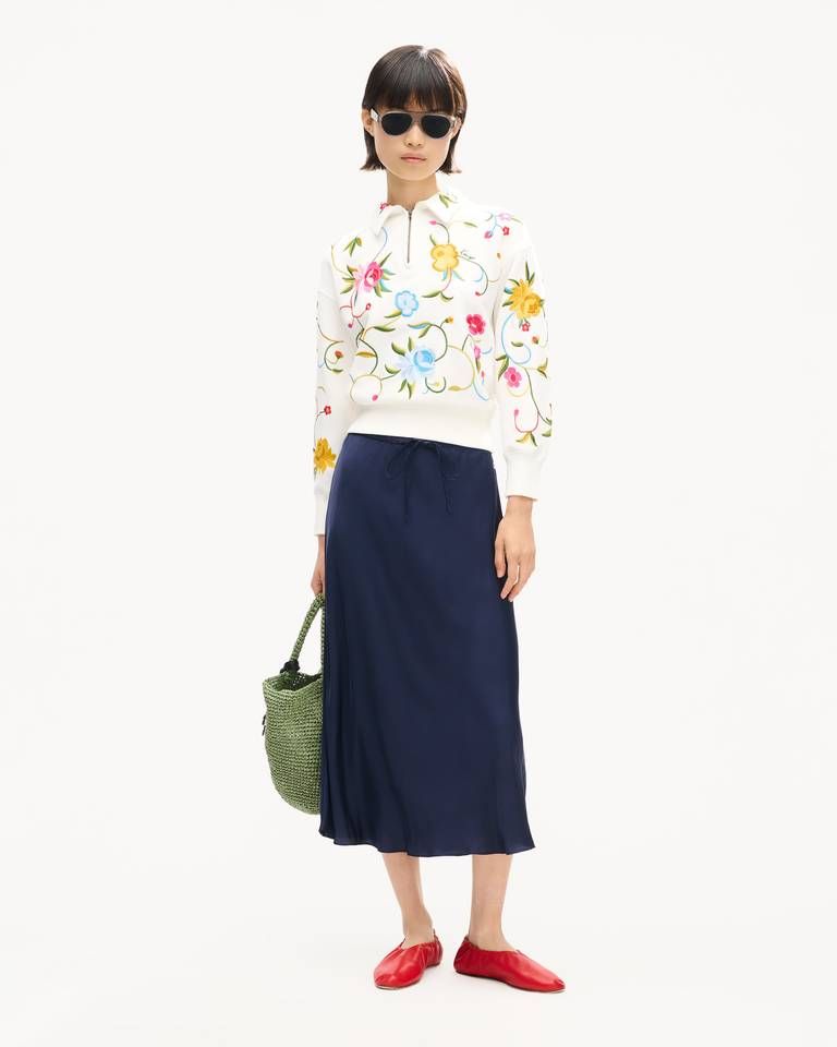 Áo sweatshirt cotton nửa khóa kéo thêu KENZO Wildflower
