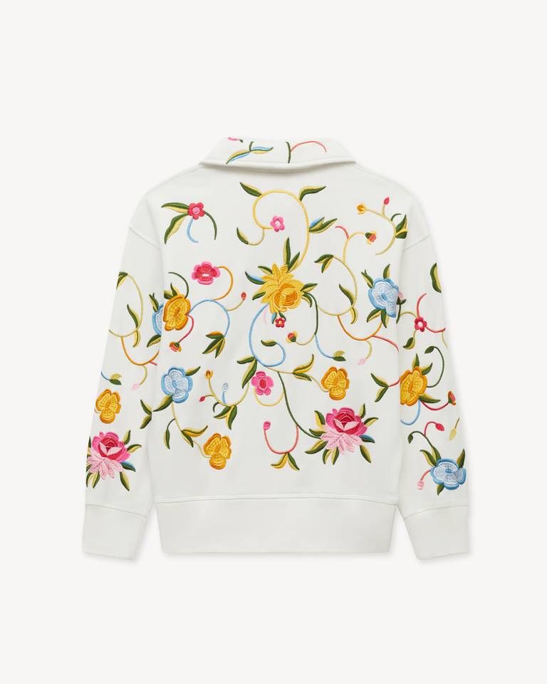 Áo sweatshirt cotton nửa khóa kéo thêu KENZO Wildflower