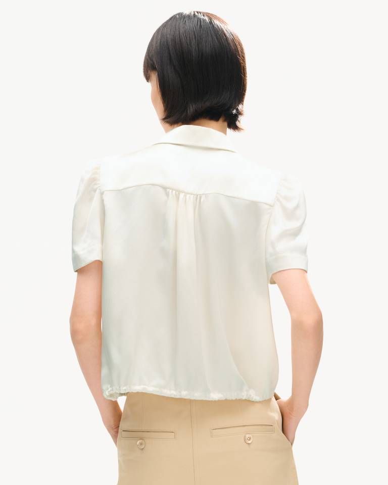 Áo blouse tay phồng lụa KENZO