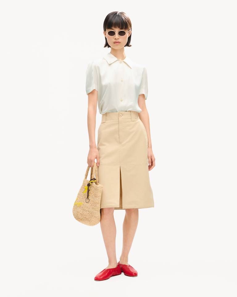 Áo blouse tay phồng lụa KENZO
