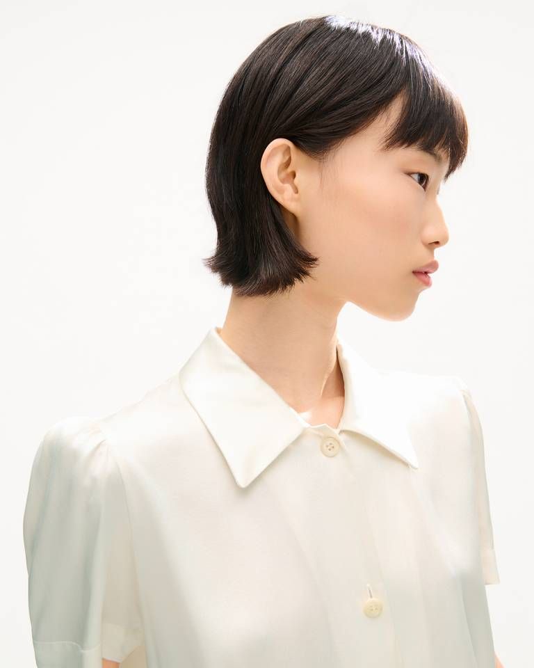 Áo blouse tay phồng lụa KENZO