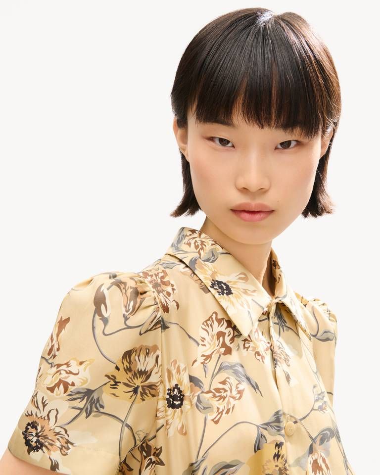 Kenzo - Áo blouse tay phồng lụa KENZO Wildflower