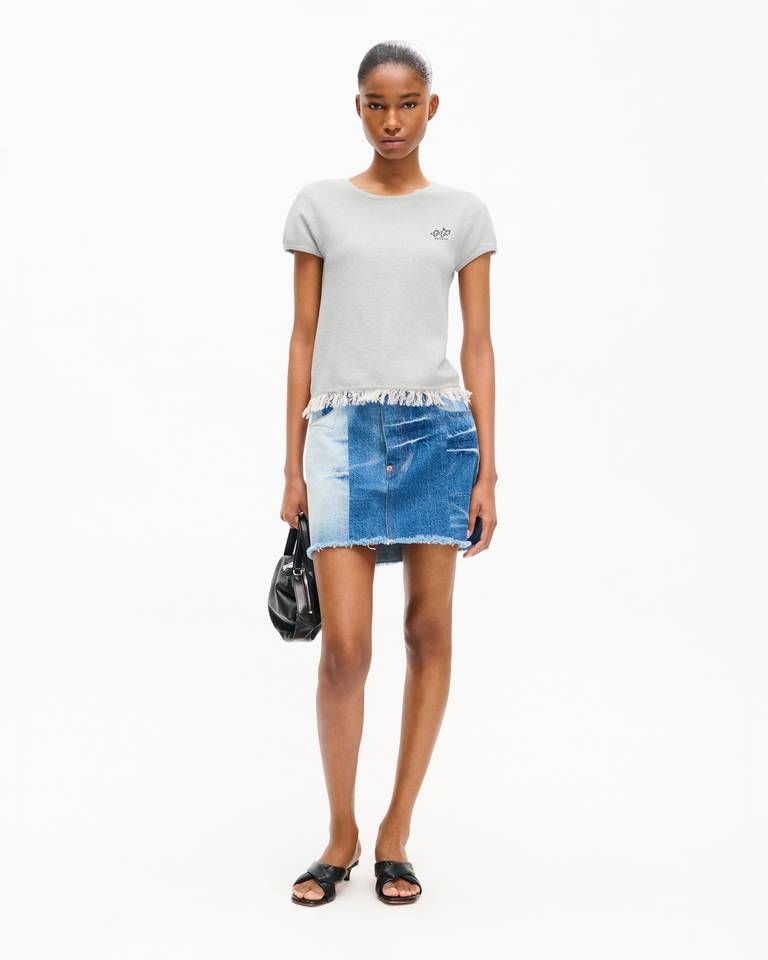 Kenzo - Áo kiểu thêu KENZO Sounds vải cotton lanh