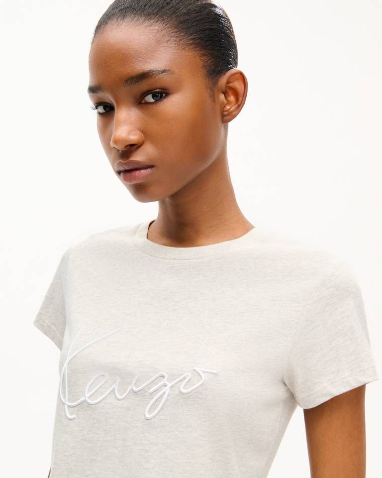 Kenzo - Áo thun cotton thêu KENZO Signature phía trước
