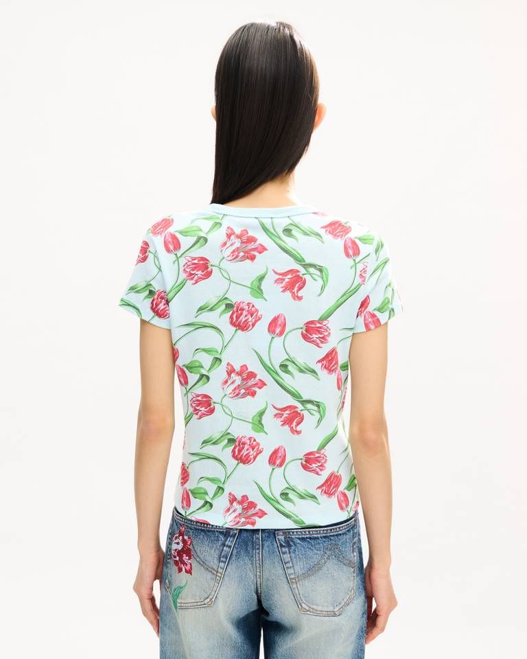 Kenzo - Áo thun cotton hoạ tiết KENZO Tulip toàn bộ áo