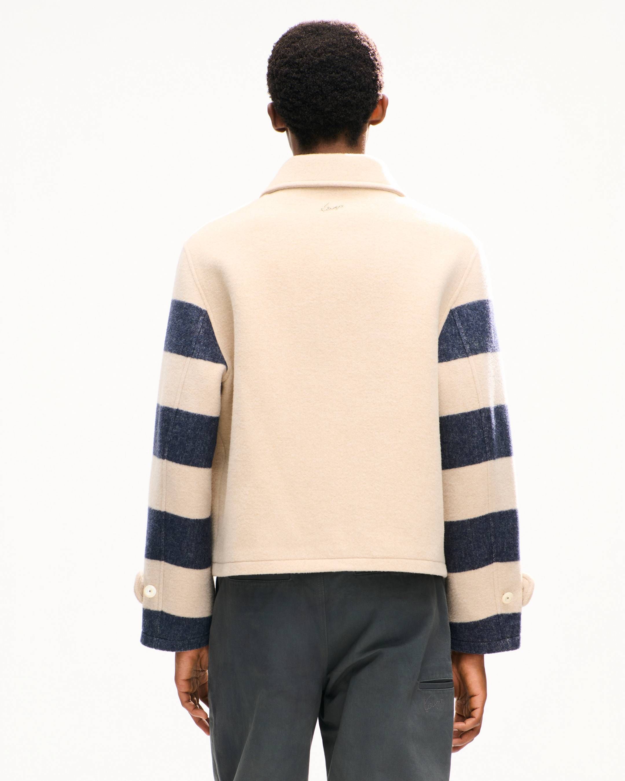 Kenzo - Áo khoác dáng rộng unisex KENZO kẻ sọc chất liệu len polyamide dệt jacquard