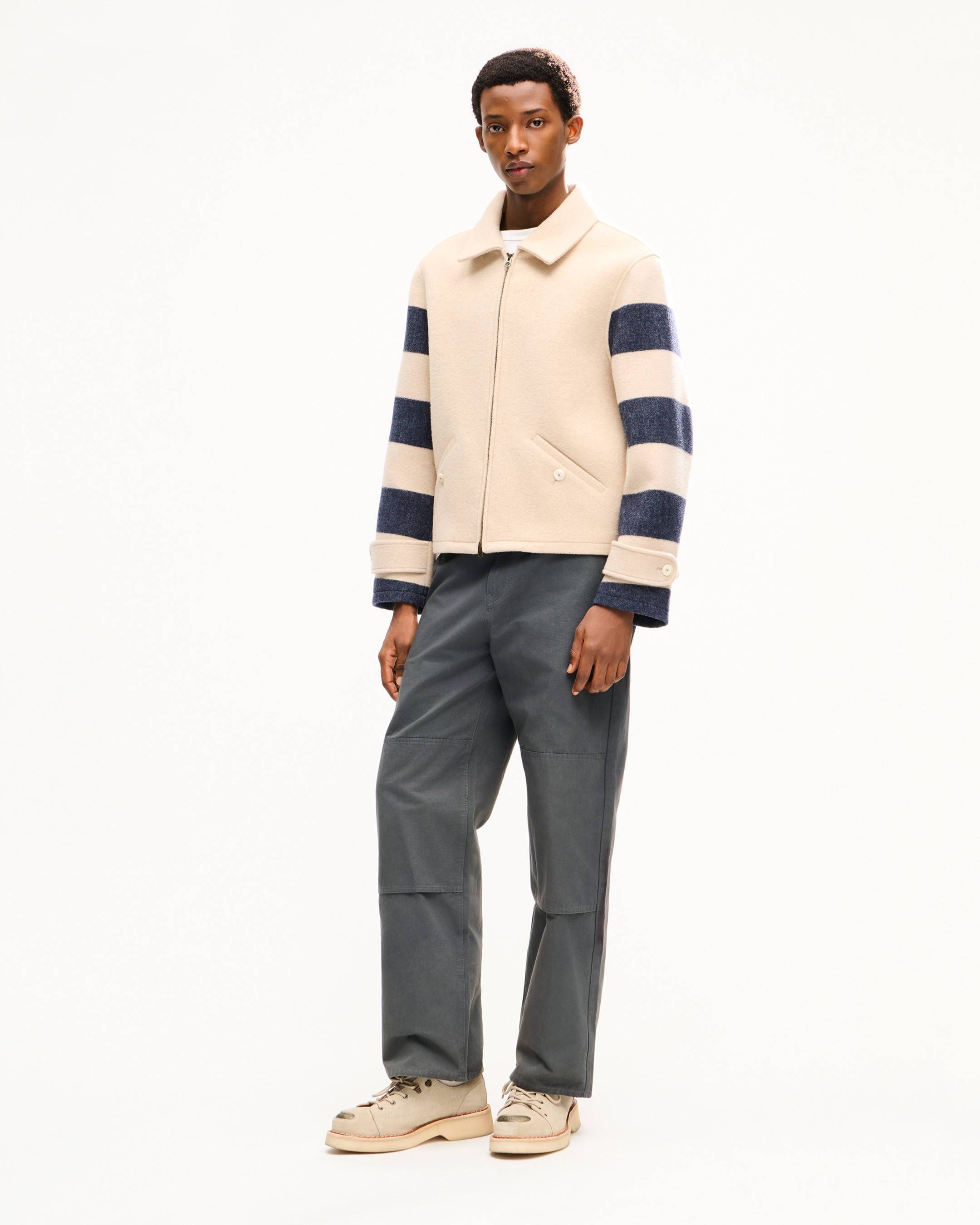 Kenzo - Áo khoác dáng rộng unisex KENZO kẻ sọc chất liệu len polyamide dệt jacquard