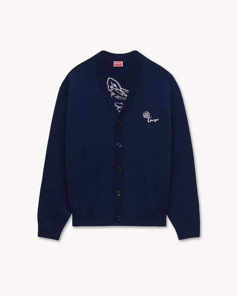 Áo khoác cardigan thêu KENZO Tulip vải len và cotton