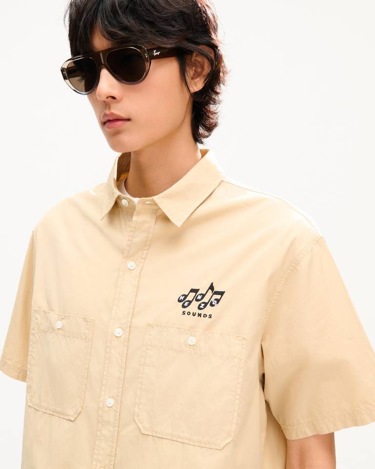 Áo sơ mi ngắn tay KENZO Sounds chất liệu cotton kiểu dáng thường ngày