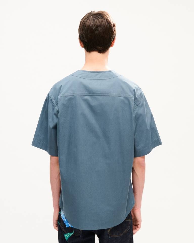 Áo sơ mi ngắn tay bóng chày KENZO Signature vải cotton poplin
