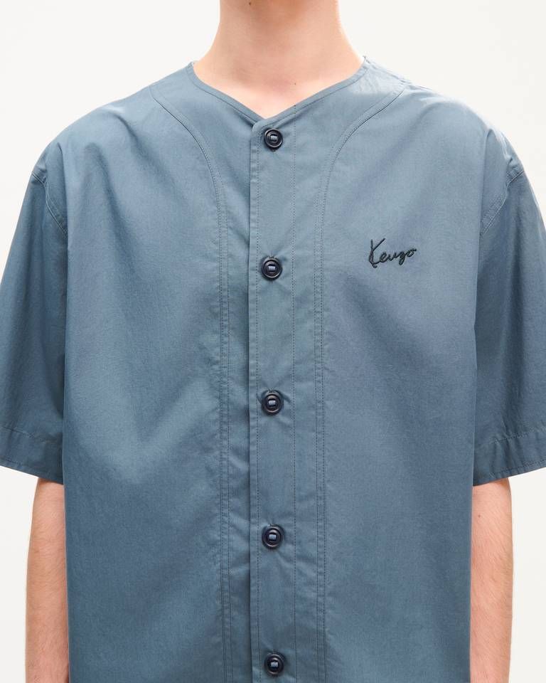 Áo sơ mi ngắn tay bóng chày KENZO Signature vải cotton poplin