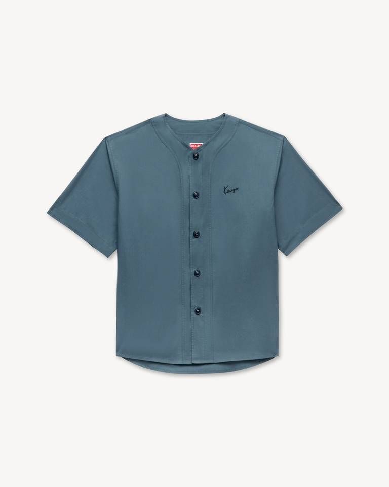 Áo sơ mi ngắn tay bóng chày KENZO Signature vải cotton poplin