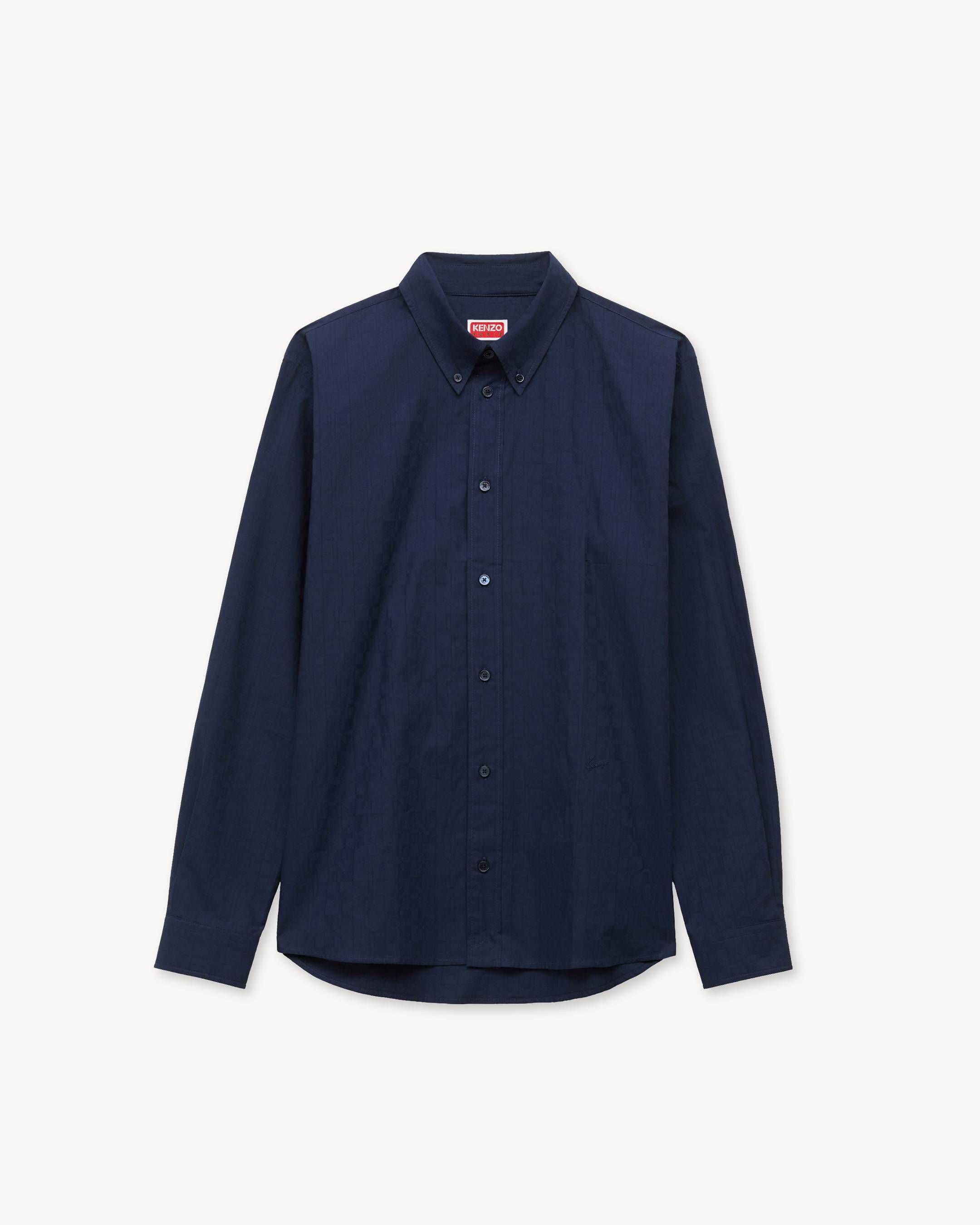 Áo sơ mi thường ngày Kenzogram vải cotton chéo dệt jacquard