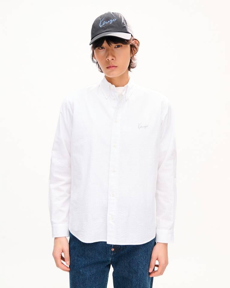 Áo sơ mi thường ngày KENZO Signature vải cotton seersucker