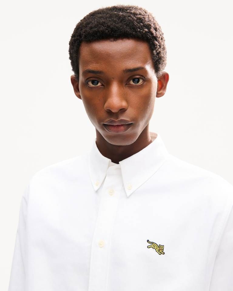 Áo sơ mi thường ngày thêu KENZO Jumping Tiger chất liệu cotton oxford