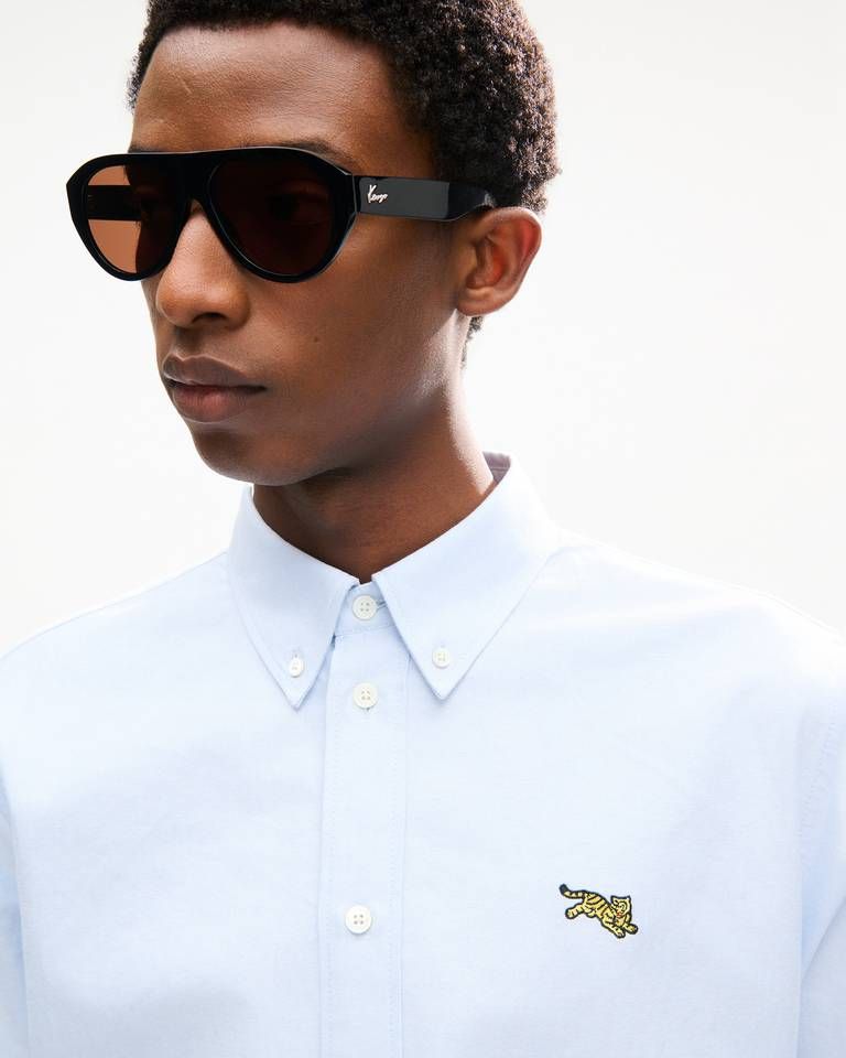 Áo sơ mi thường ngày thêu KENZO Jumping Tiger chất liệu cotton oxford