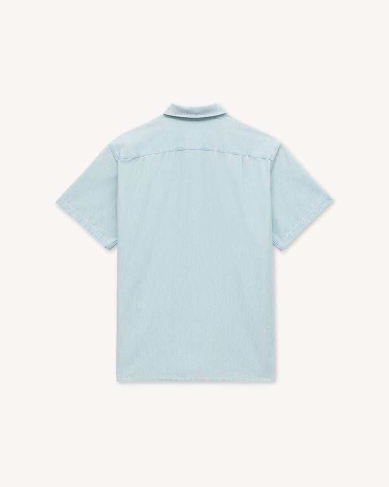Áo sơ mi ngắn tay KENZO Sounds màu xám nhạt (stone bleach chambray) kiểu dáng thường ngày