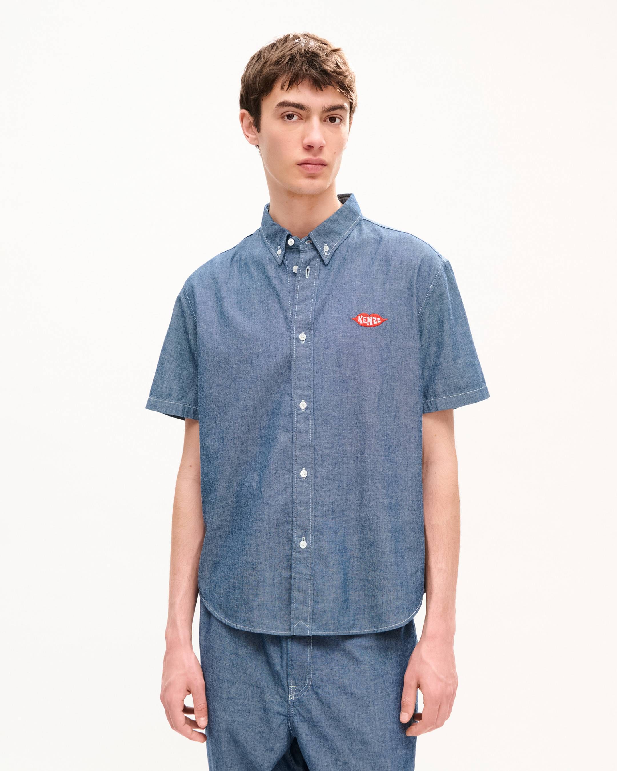 Kenzo - Áo sơ mi ngắn tay KENZO Loves mặc thường ngày chất liệu chambray