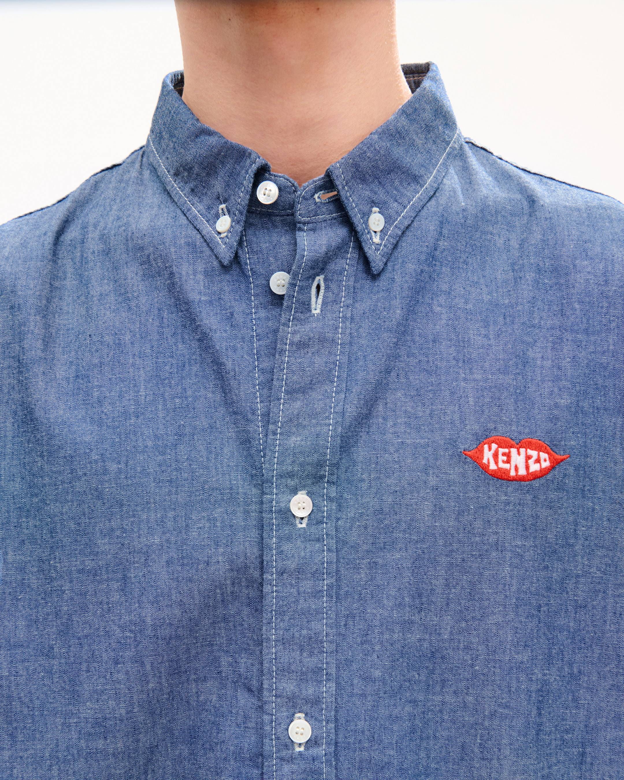 Kenzo - Áo sơ mi ngắn tay KENZO Loves mặc thường ngày chất liệu chambray
