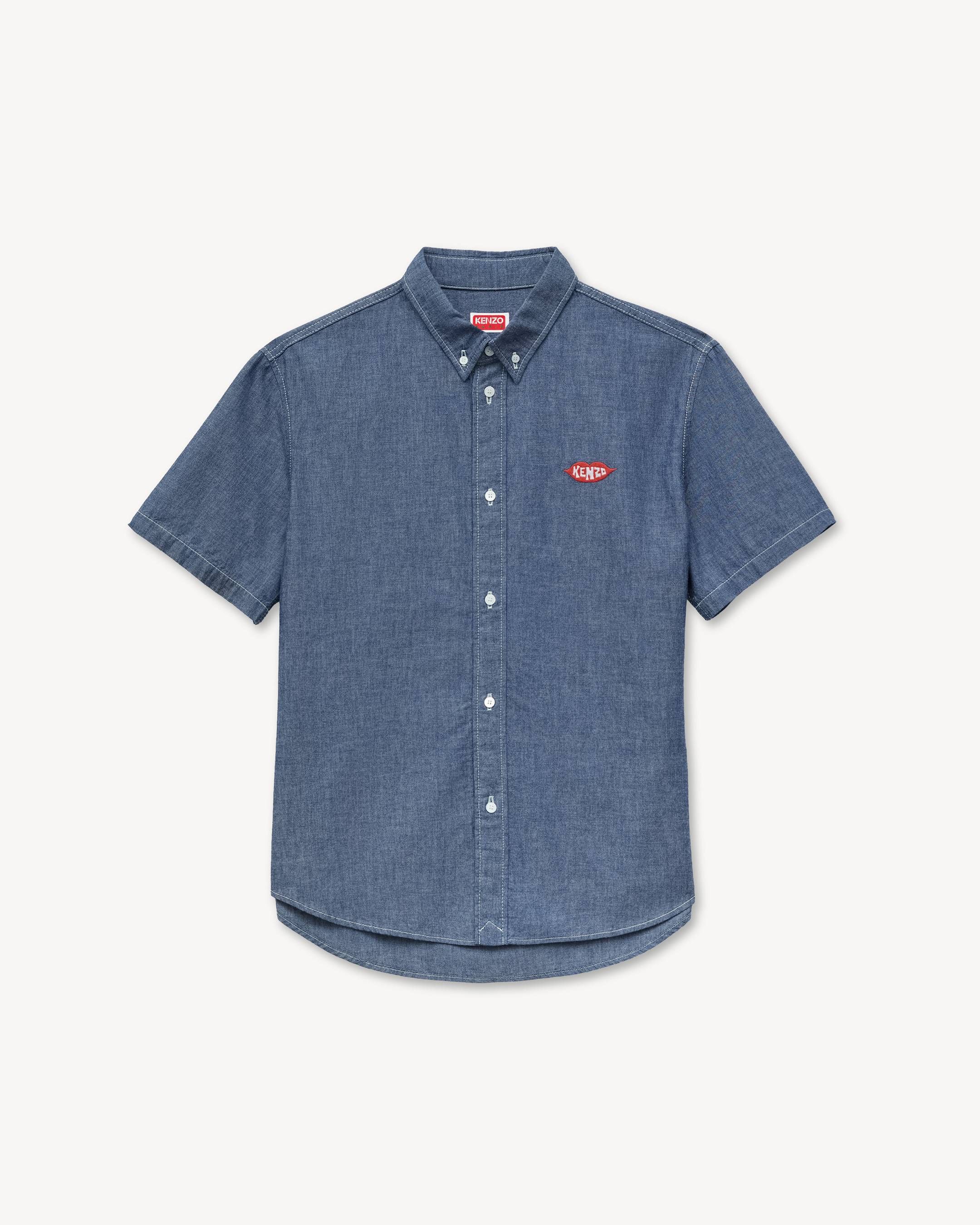 Kenzo - Áo sơ mi ngắn tay KENZO Loves mặc thường ngày chất liệu chambray