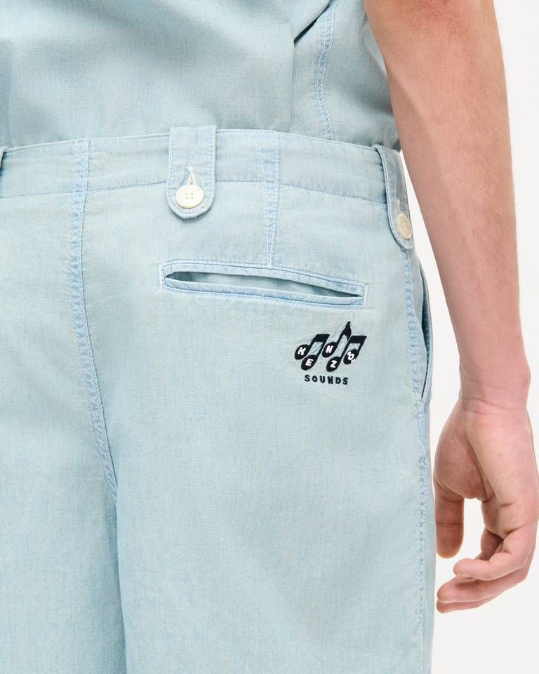 Kenzo - Quần short cargo KENZO Sounds màu đá chambray