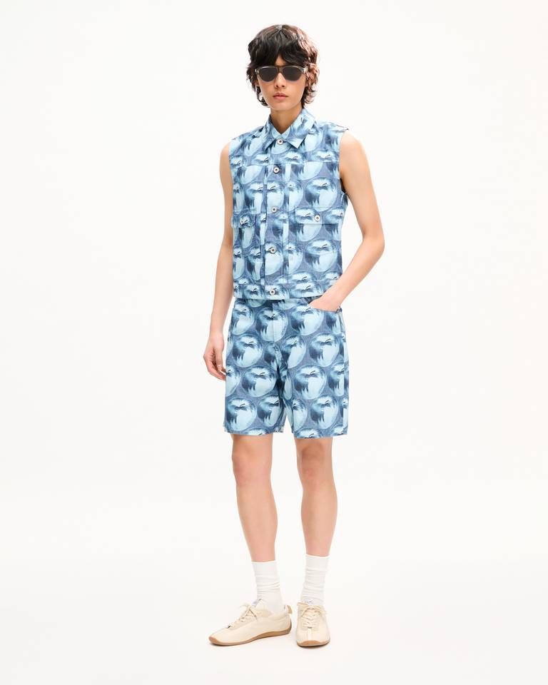 Kenzo - Quần short ống đứng KENZO Apple Pop bằng vải denim Nhật Bản.