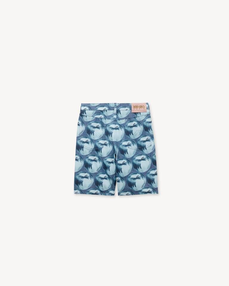 Kenzo - Quần short ống đứng KENZO Apple Pop bằng vải denim Nhật Bản.