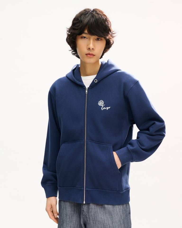 Kenzo - Áo hoodie có khóa kéo KENZO thêu hoa tulip, chất liệu cotton.