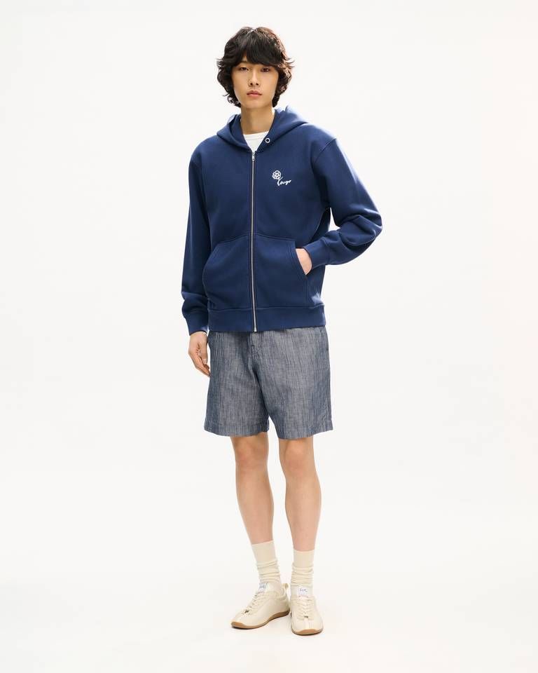 Kenzo - Áo hoodie có khóa kéo KENZO thêu hoa tulip, chất liệu cotton.