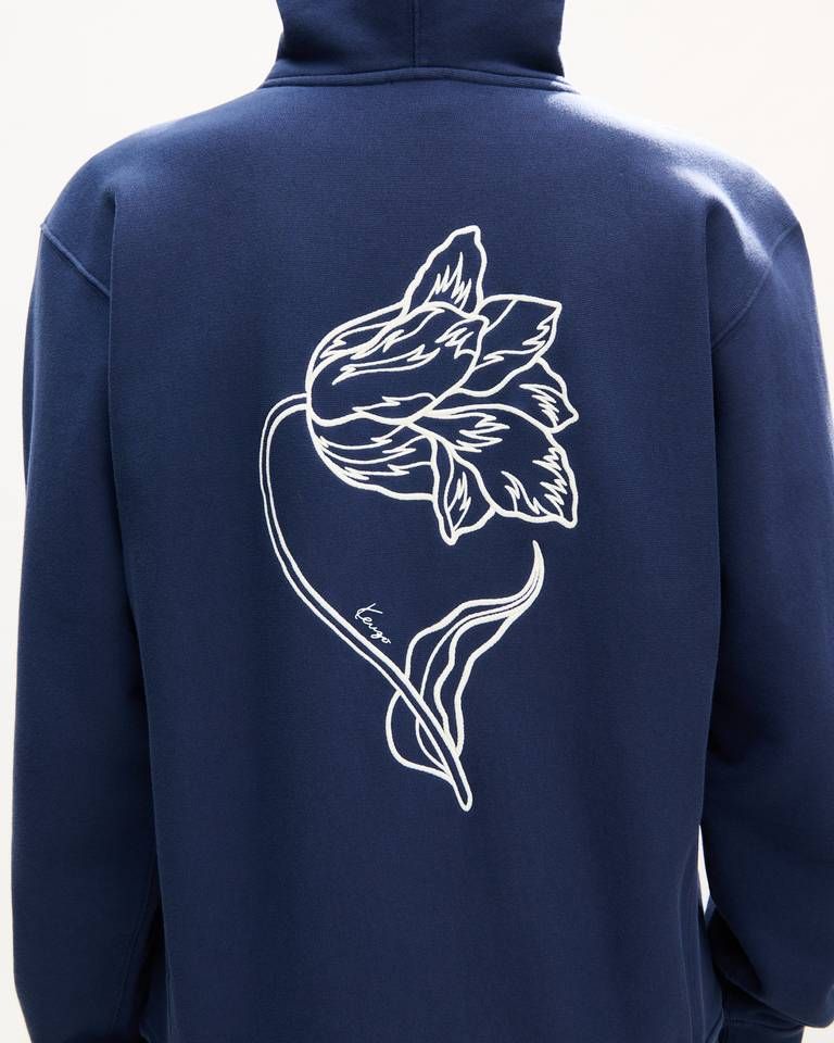 Áo hoodie có khóa kéo KENZO thêu hoa tulip, chất liệu cotton.