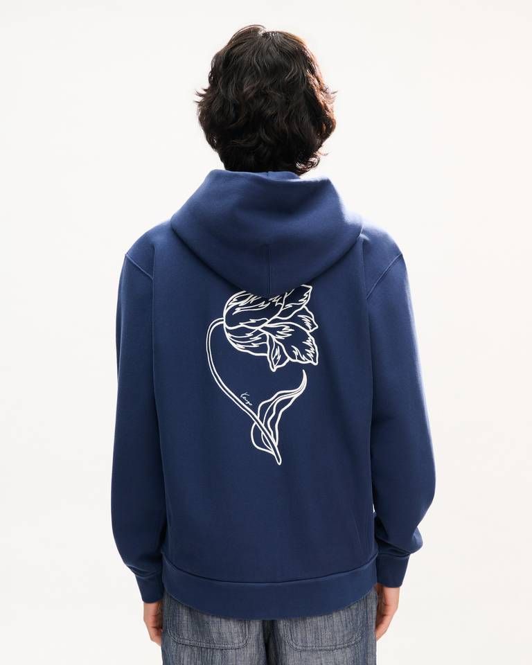 Áo hoodie có khóa kéo KENZO thêu hoa tulip, chất liệu cotton.