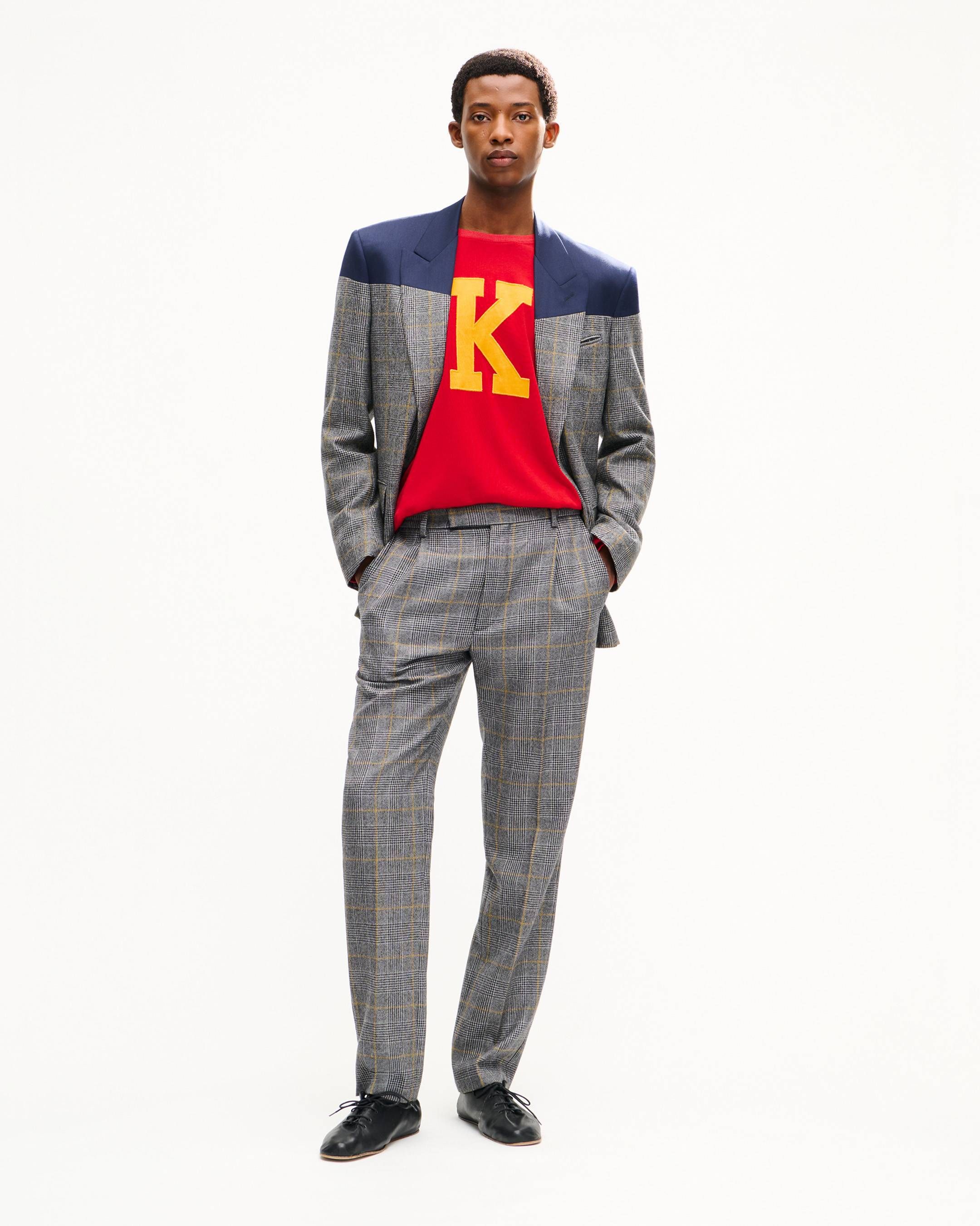 Kenzo - Quần tây ống côn KENZO kẻ caro bằng len