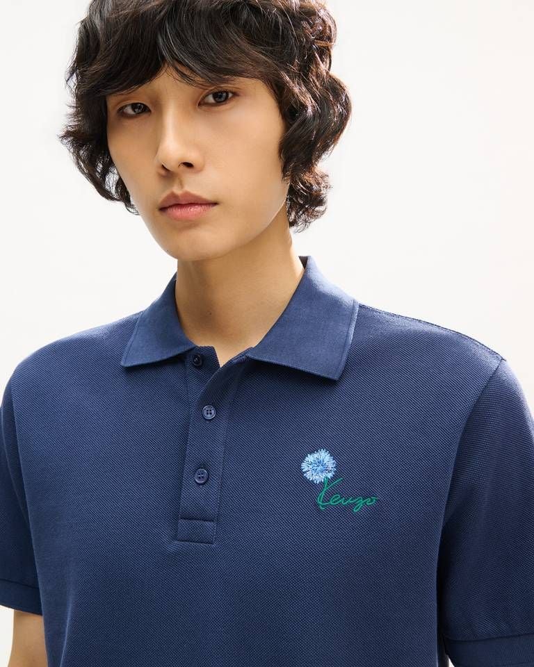Áo polo dáng ôm thêu KENZO Tulip vải cotton