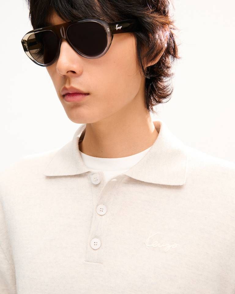 Kenzo - Áo polo thêu KENZO Signature len merino