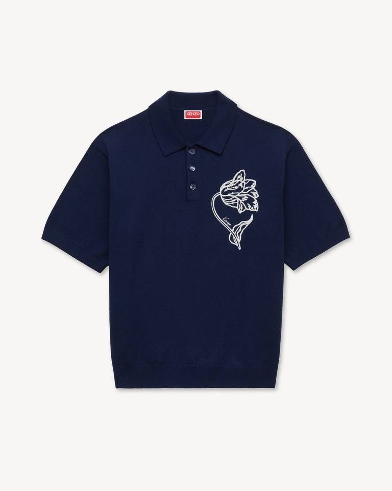 Áo polo thêu KENZO Tulip chất liệu len và cotton