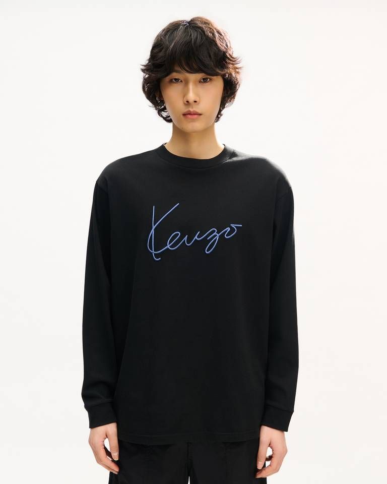 Kenzo - Áo thun dài tay thêu KENZO Signature chất liệu cotton