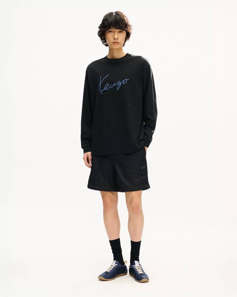 Kenzo - Áo thun dài tay thêu KENZO Signature chất liệu cotton