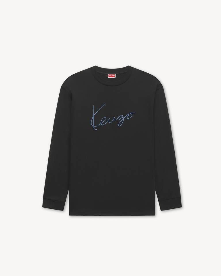 Áo thun dài tay thêu KENZO Signature chất liệu cotton