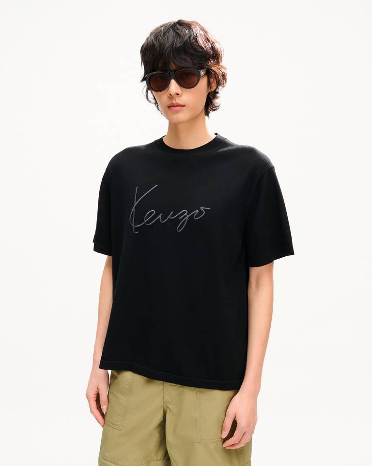 Kenzo - Áo thun thêu KENZO Signature vải len merino