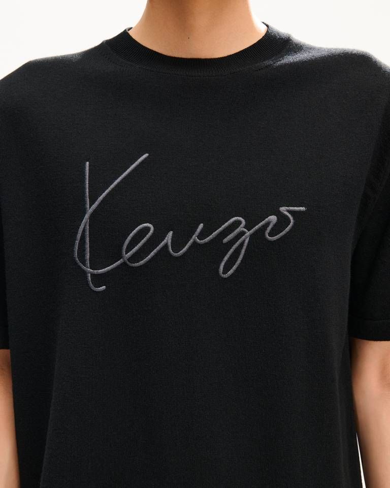 Kenzo - Áo thun thêu KENZO Signature vải len merino
