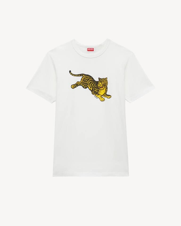 Kenzo - Áo thun cotton dáng ôm KENZO Jumping Tiger