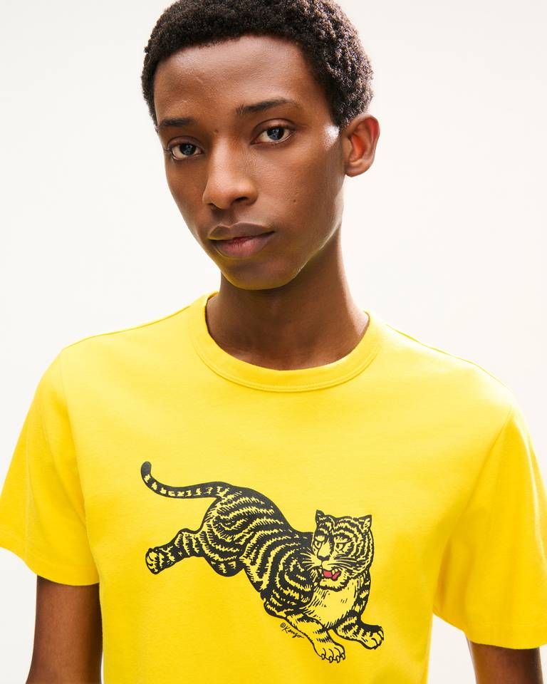 Kenzo - Áo thun cotton dáng ôm KENZO Jumping Tiger