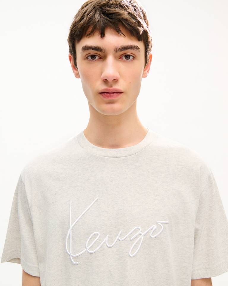 Áo thun nam thêu KENZO Signature đằng trước vải cotton