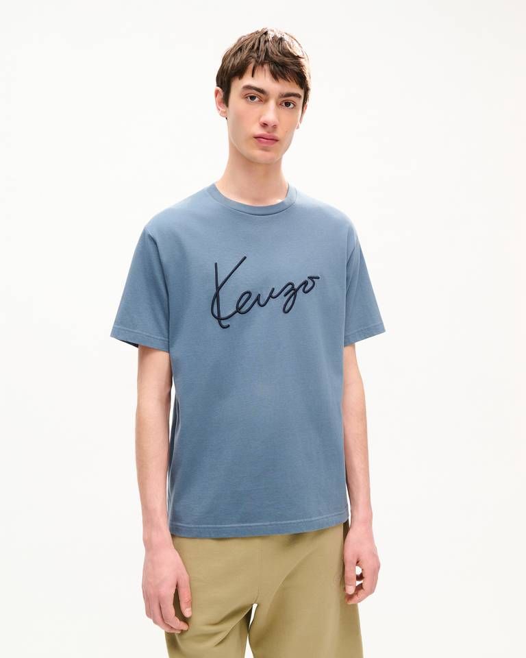 Áo thun nam thêu KENZO Signature đằng trước vải cotton
